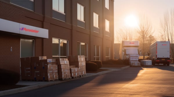 Labeled packages at a Purolator office- Shipping Analysis Purolator